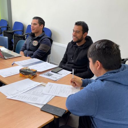 Foreign students learning English in a classroom in Dublin