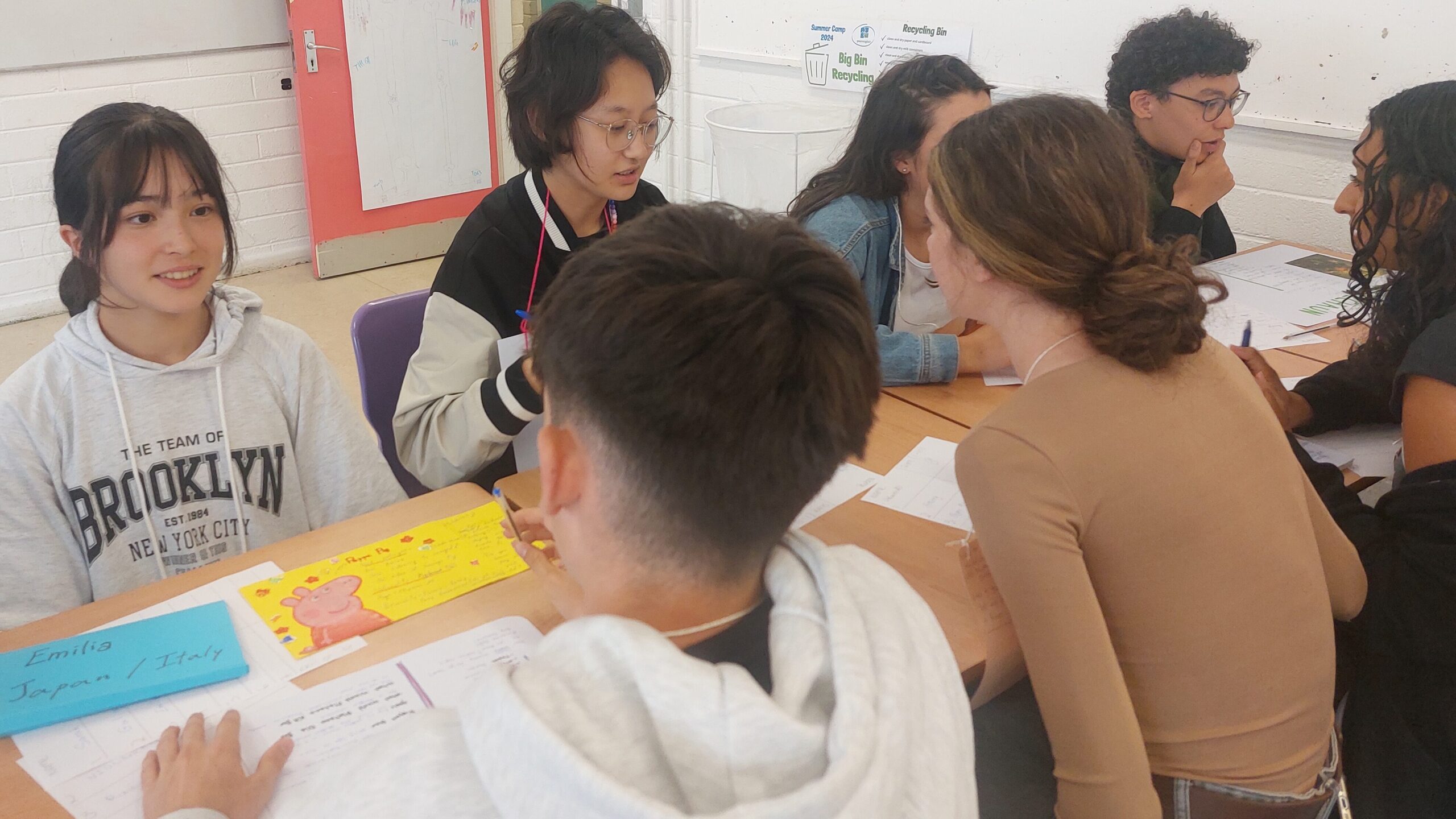 Teenagers learning English in Dublin at the summer camp 